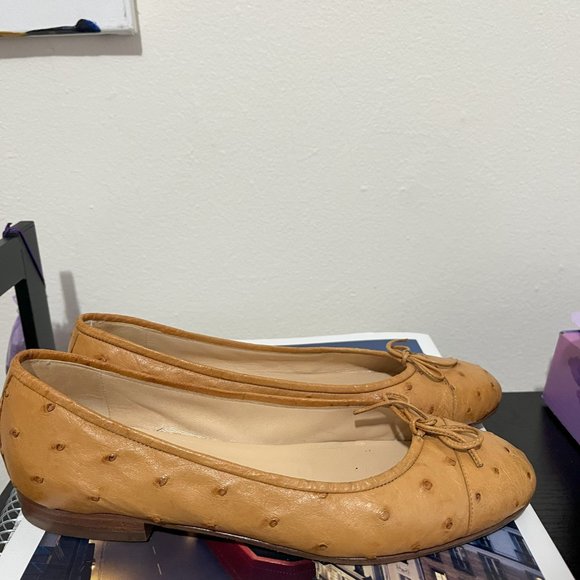Giorgio's of Palm Beach Luxury Italian Ostrich Leather Ballerinas - Picture 3 of 4